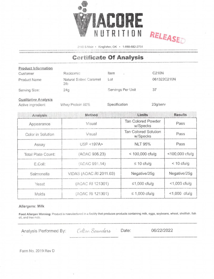 Fuel – Whey Protein (Salted Caramel, 2lb) certificate