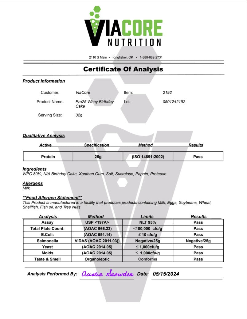 Fuel – Whey Protein (Birthday Cake, 2lb) certificate