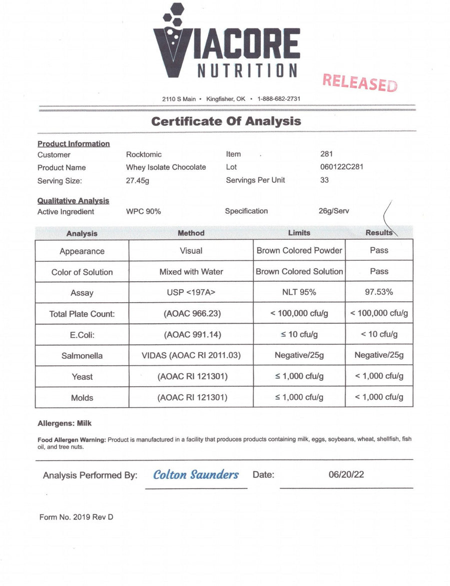 Fuel – Whey Isolate Protein (Chocolate, 2lb) certificate